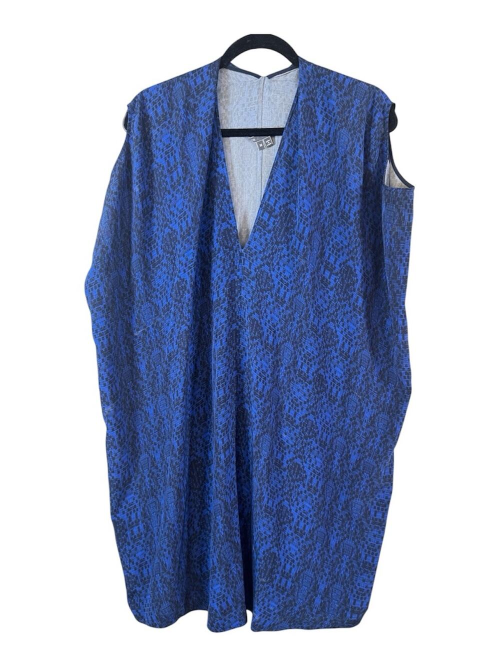 Vince Blue Silk V Neck Mini Dress Womens M Casual Quiet Luxury Natural Fibers